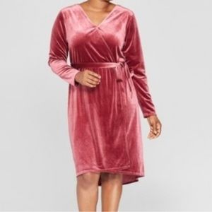 Ava & Viv Burgundy Velvet Velour Wrap Dress (3X)